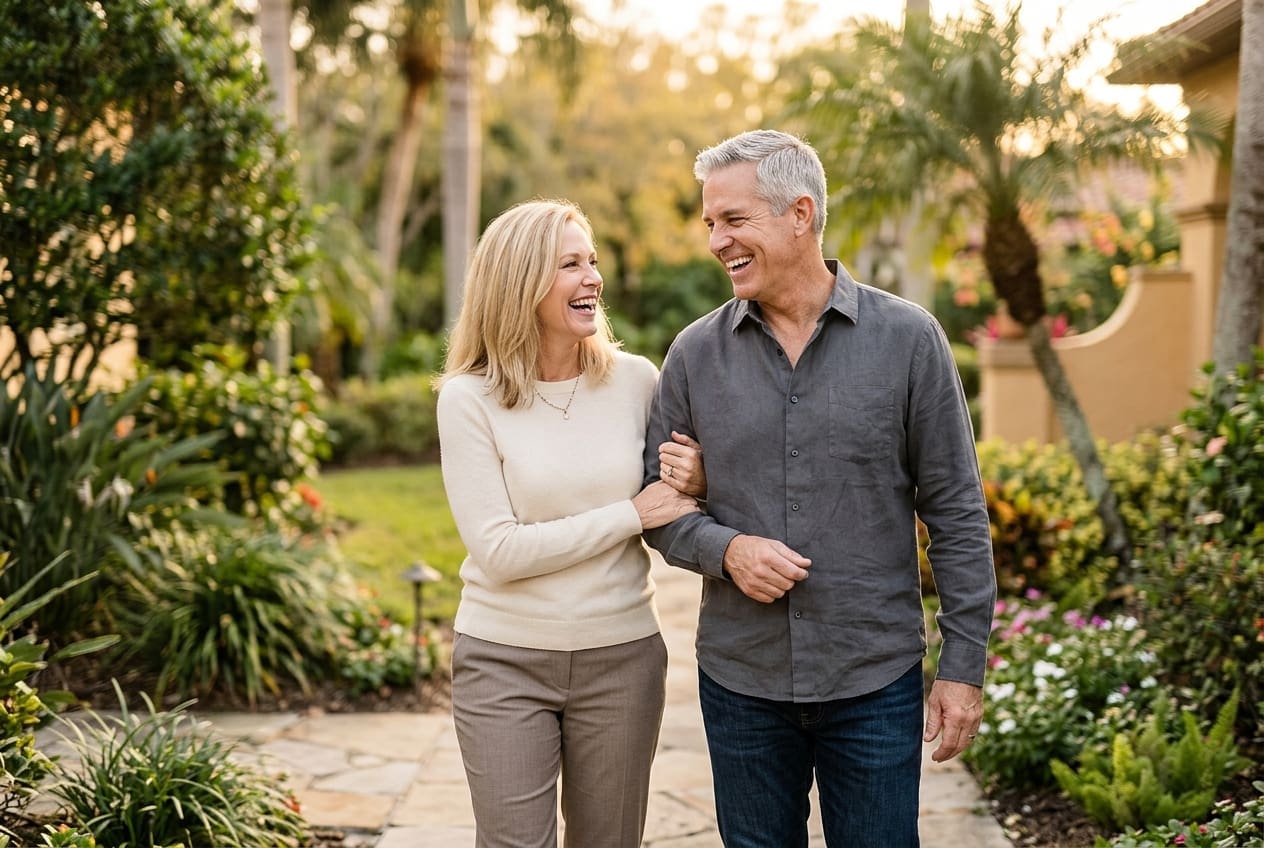 Couple with renewed vitality from hormone therapy